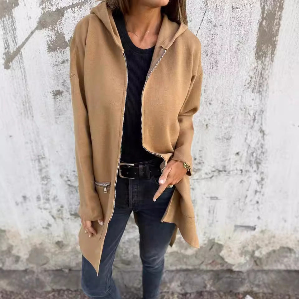 Women's Long-sleeved Hooded Loose Fashion Casual Mid-length Coats