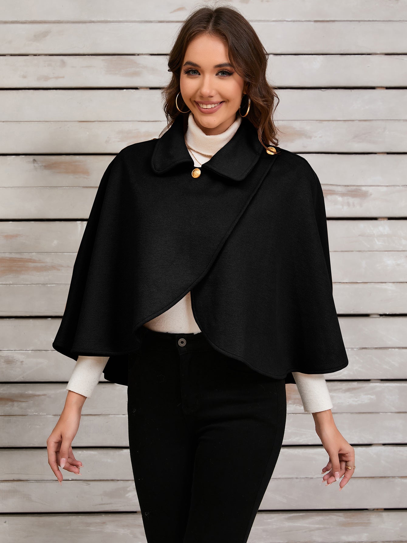 Women's Charming American Woolen Cape Shawl Coats