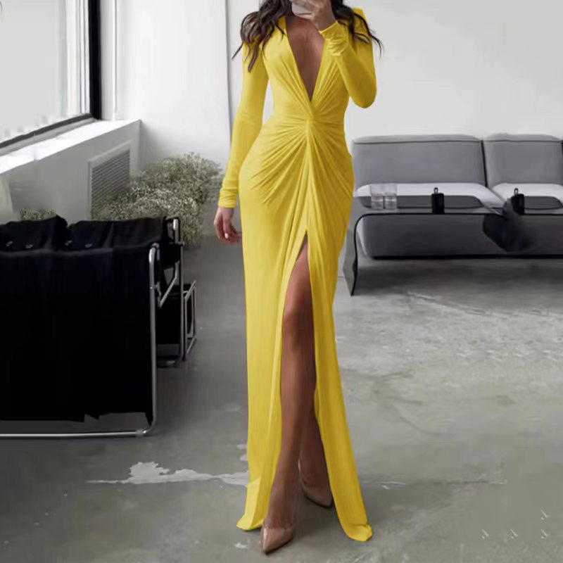 Summer Fashion Sexy Slit Long Sleeve Dresses