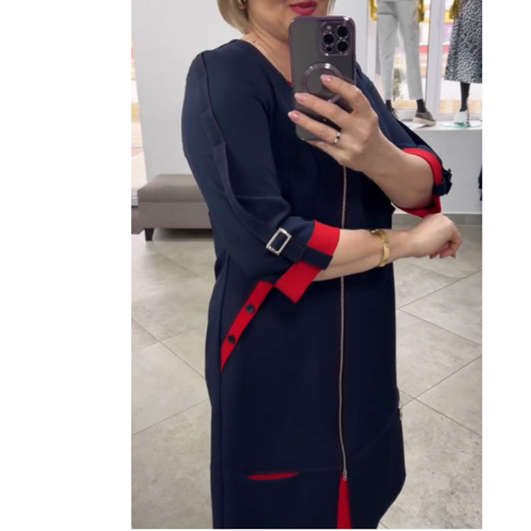 Robe longue à fermeture éclair latérale à la mode populaire