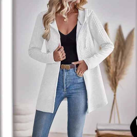 Women's Solid Color Corrugated Stitching Casual Loose-fitting Jackets