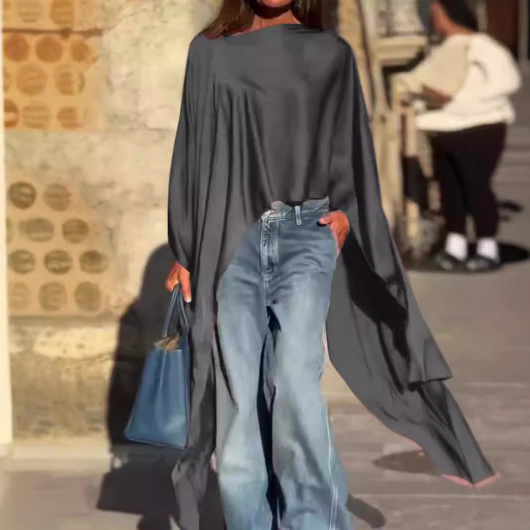 Chemisiers amples et élégants à ourlet irrégulier de couleur unie pour femmes