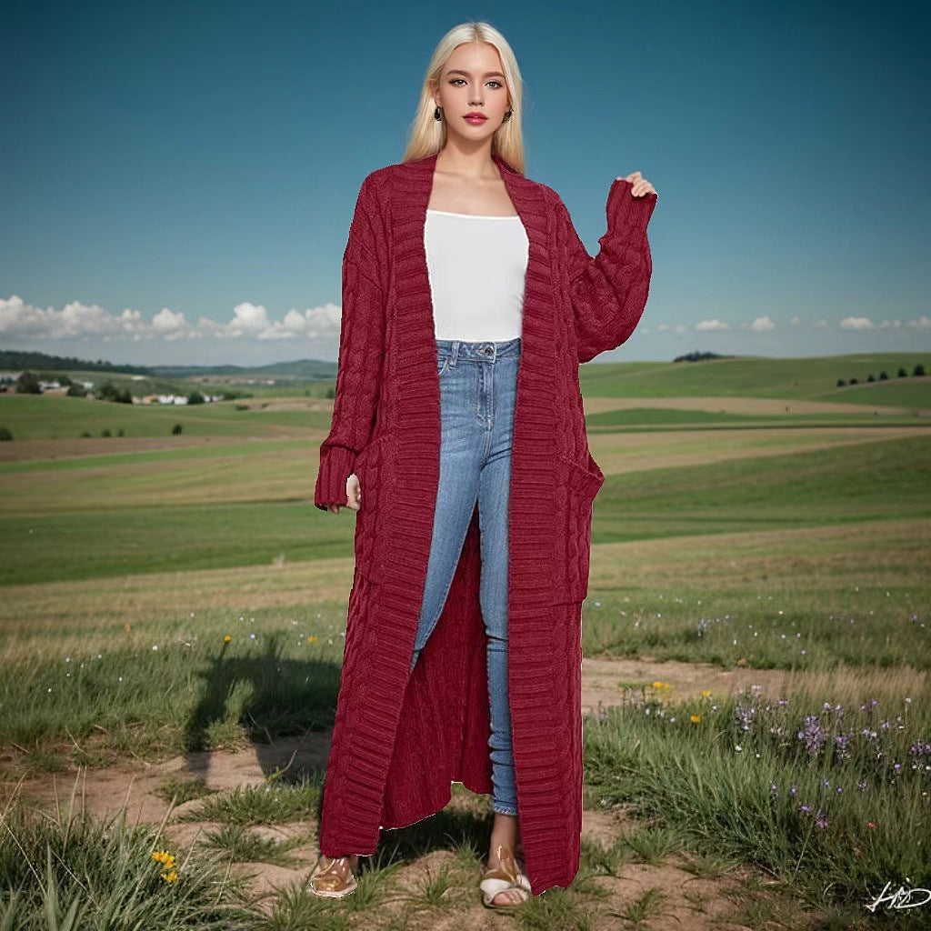 Pulls longs décontractés et sexy à poches torsadées pour femmes