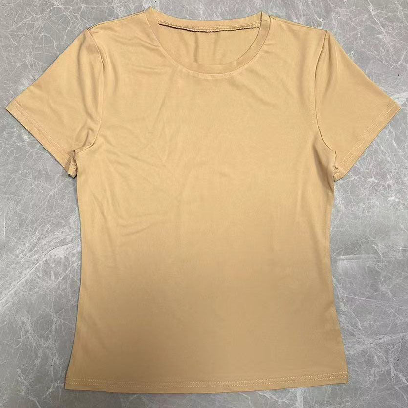 Women's Short-sleeved T-shirt Solid Color Slim Pullover Tops