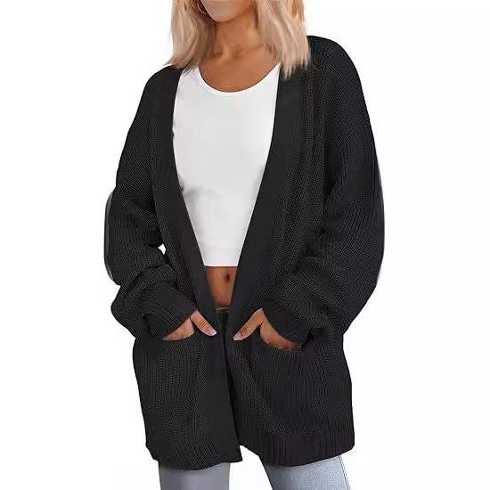 Women's Solid Color Loose Long Pocket Knitwear