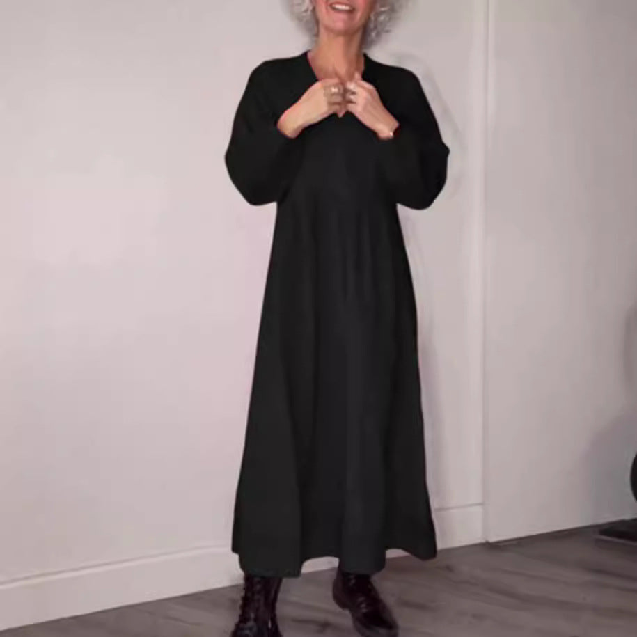 Robe élégante à poches de couleur unie pour femmes