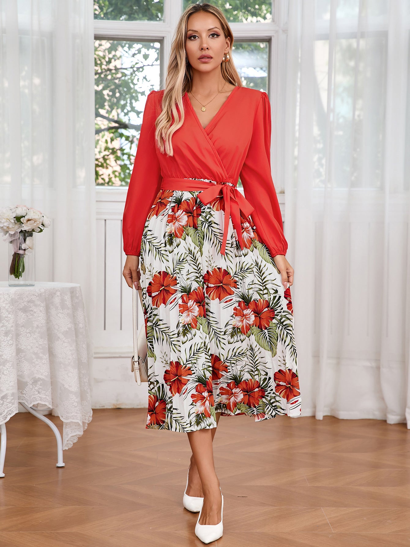 Robe longue imprimée à la mode pour femmes, coupe slim, tempérament