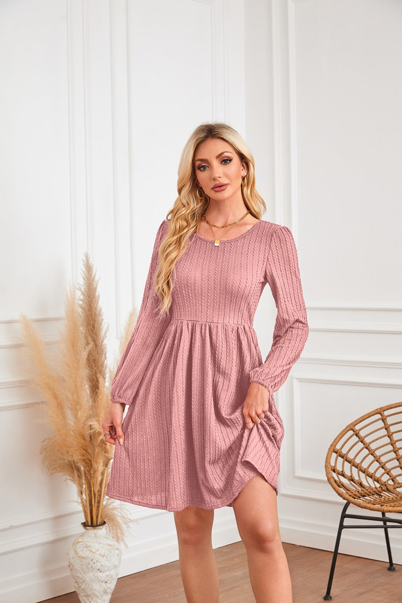 Robe en tricot à manches longues et poches pour femme