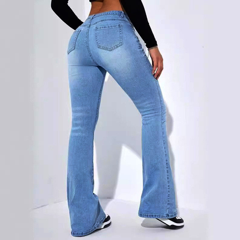 Waist Straight Slim Fit Slimming Versatile Jeans