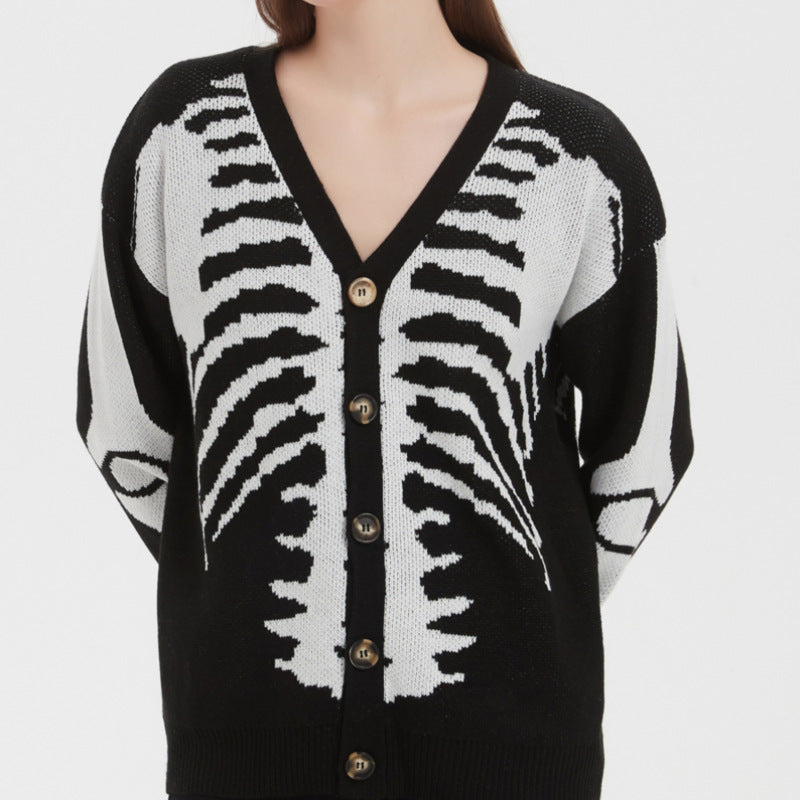 Women's Skull Jacquard Halloween Knitted For Sweaters