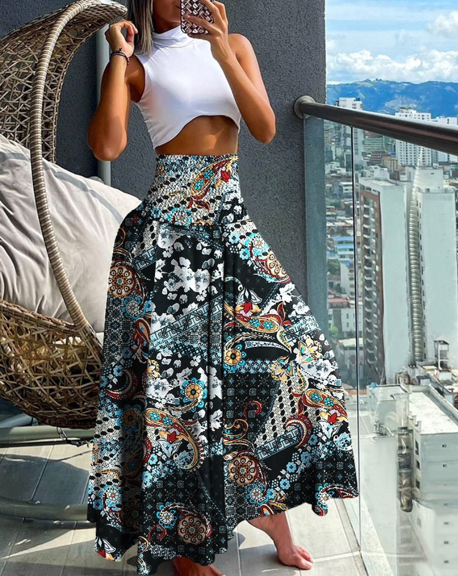 Women's Summer Waist Slimming Printed Wear For Skirts