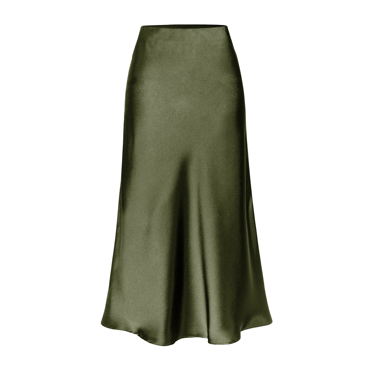 Women's Quality Acetate Satin Elastic Waist Pure Skirts