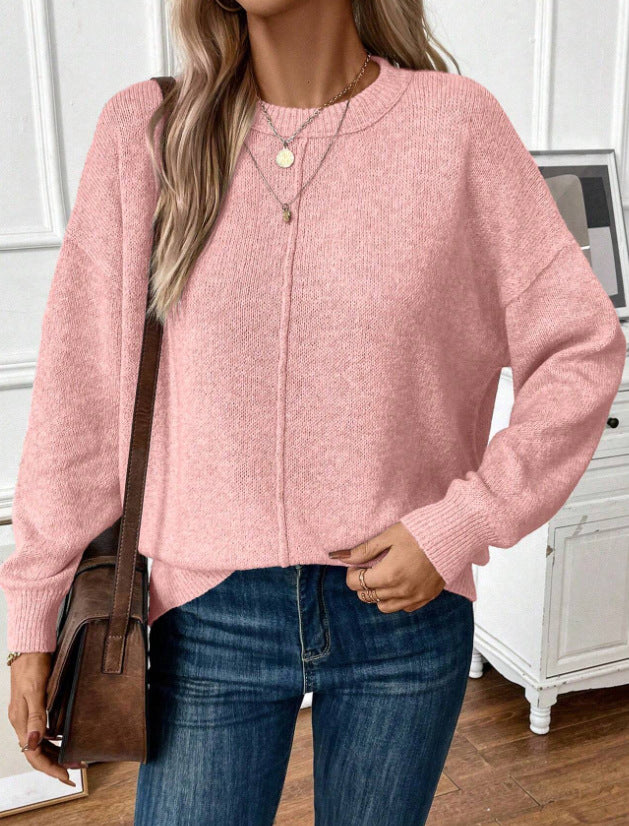 Beautiful Attractive Simple Pure Color Pullover Knitwear