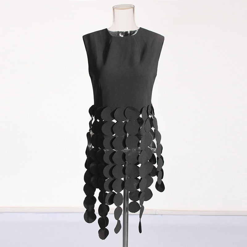 Women's Simple Casual Style Loose Sleeveless Stitching Wafer Tassel Tops