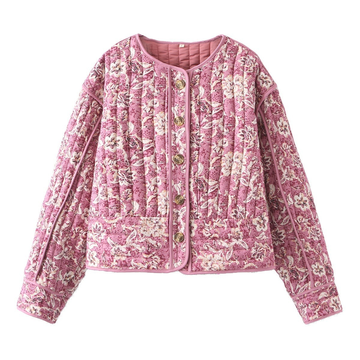 Women's Classy Round Neck Flowers Print Jackets