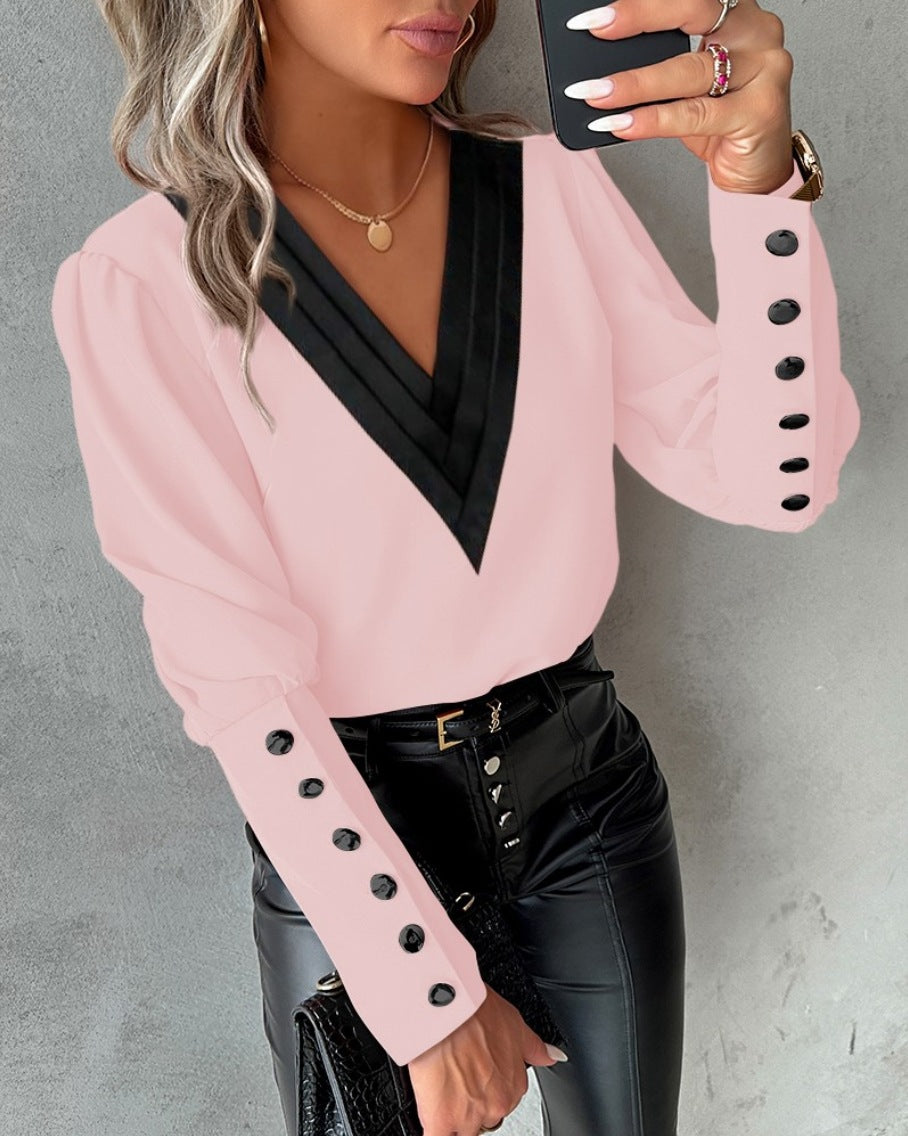 Women's Autumn Fashion Solid Color Long Sleeve Blouses