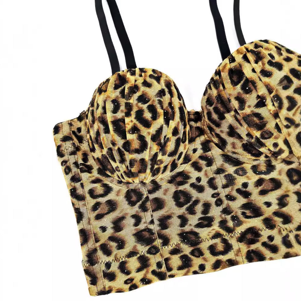 Sexy Leopard Print Small Sling Outer Wear Summer High-grade Vests