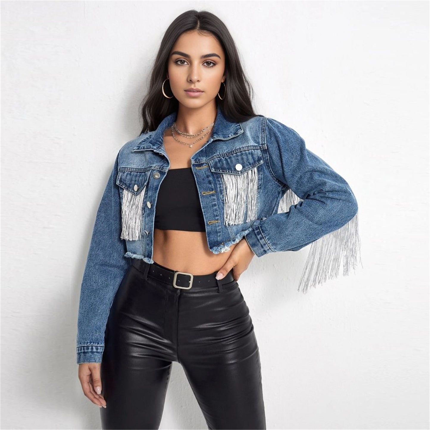 Women's Denim Fashion Tassel Stitching Do The Jackets