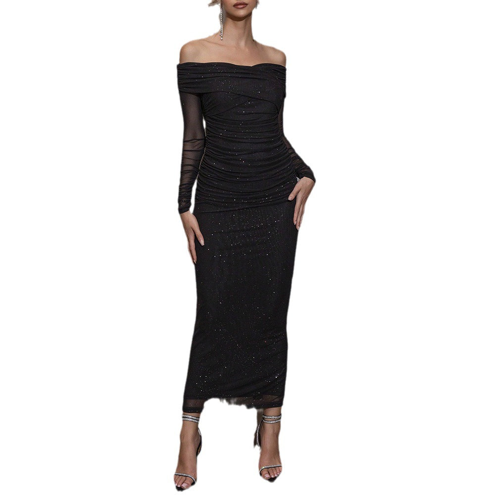 Temperament Style Dress Tube Long Sleeve Evening Dresses