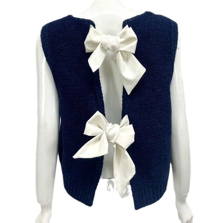 Women's Cool Versatile Sleeveless Bow Fashion Knitwear