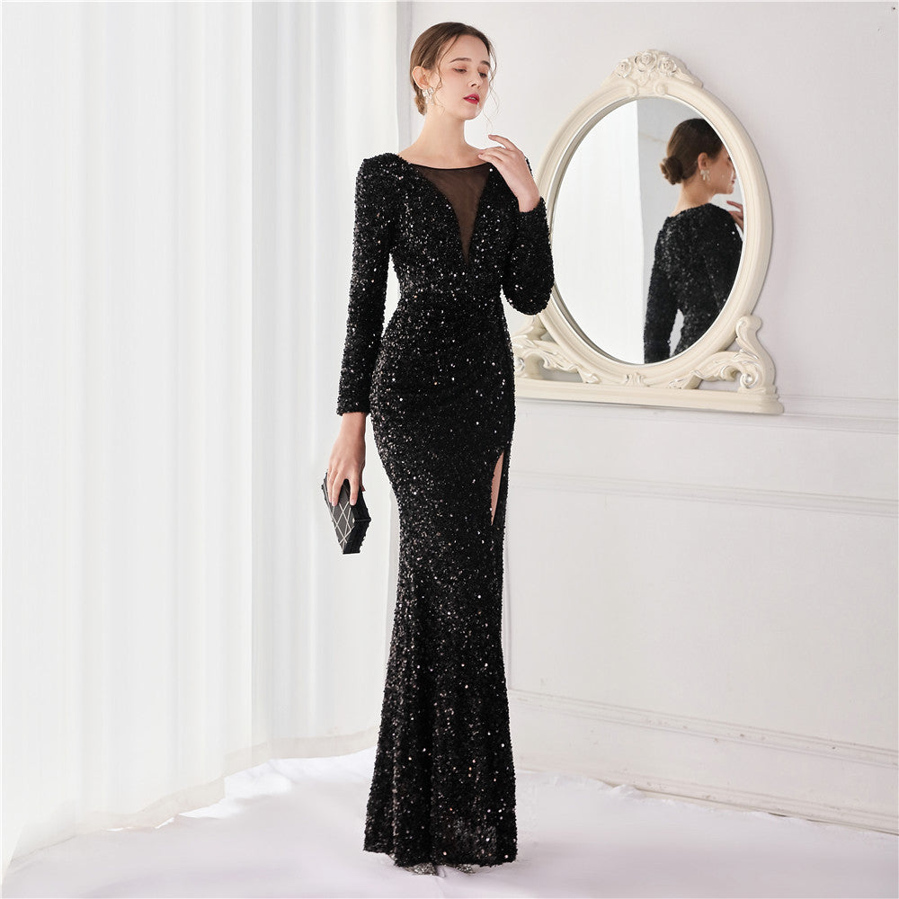 Long Style Sleeve Sequined Atmosphere Queen Wedding Dresses