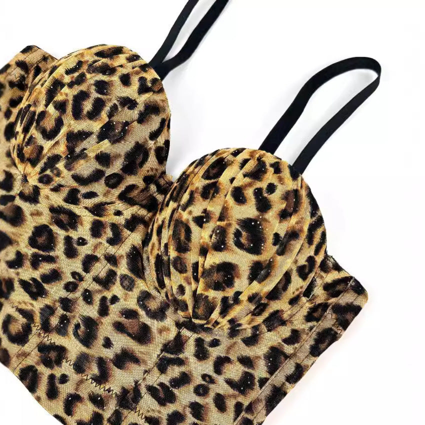 Sexy Leopard Print Small Sling Outer Wear Summer High-grade Vests