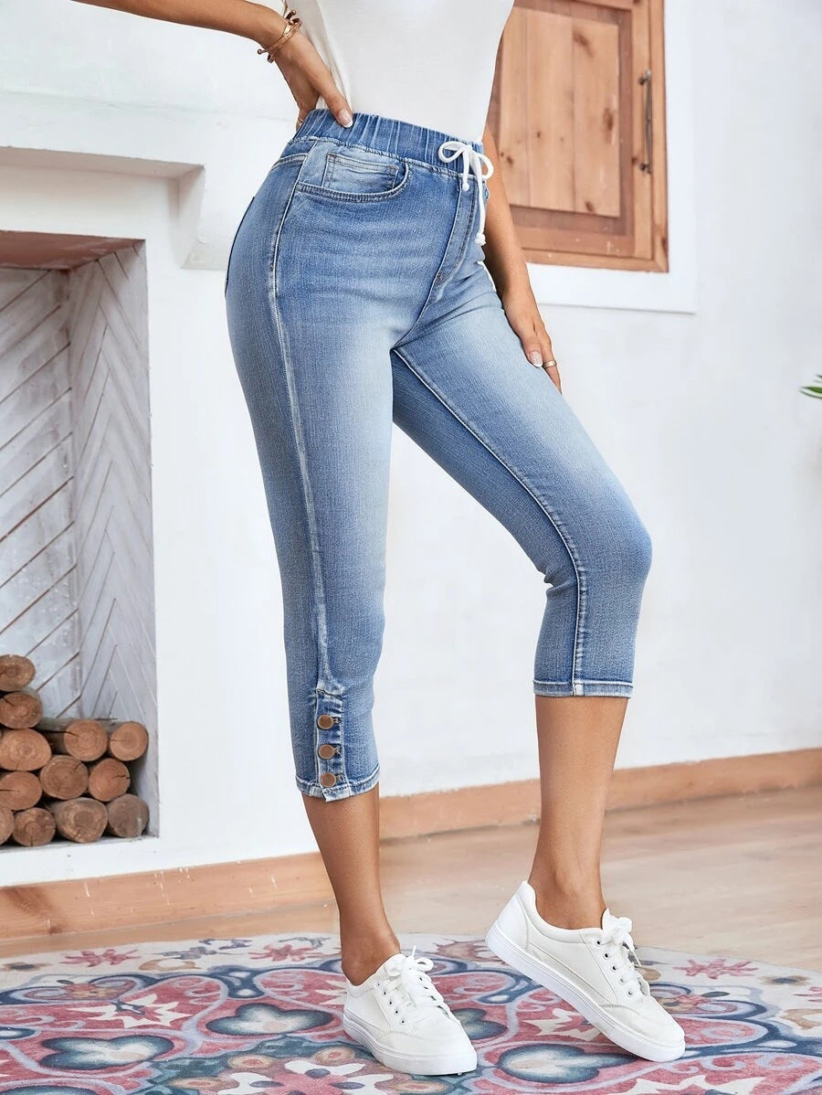 Women's Fashion Elastic Waistband Stretch Hot Jeans