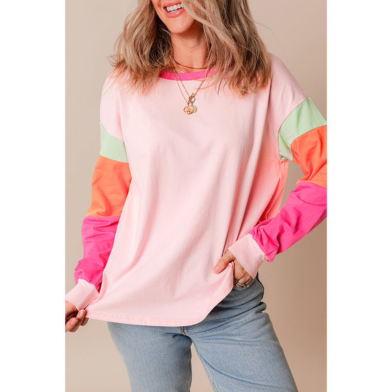 Pull col rond décontracté multicolore pour femme, coupe slim et ample, automne