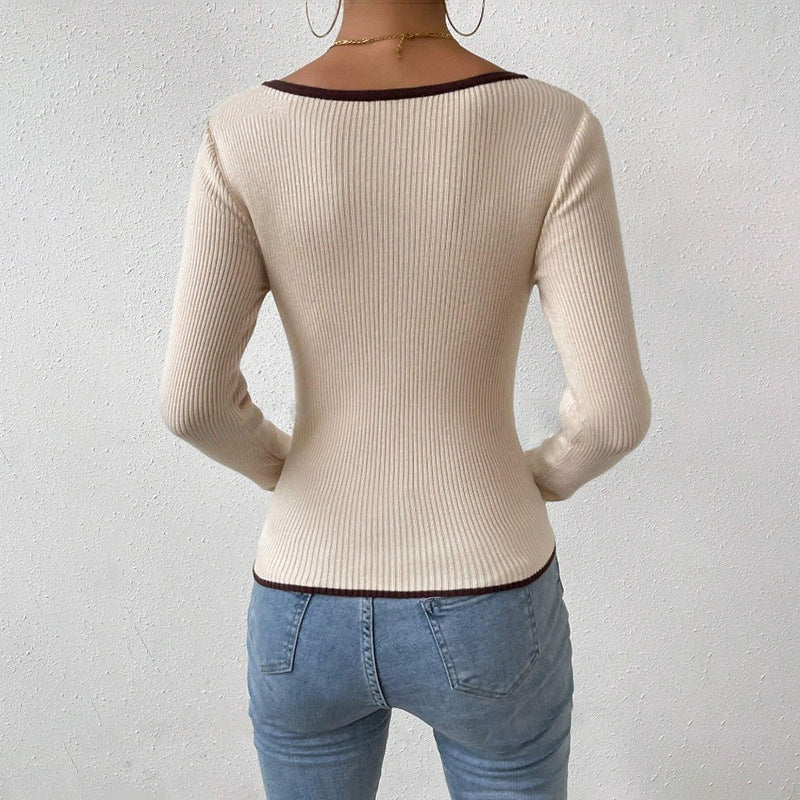 Women's Temperament Knitted Bottoming Slim Sexy Solid Sweaters