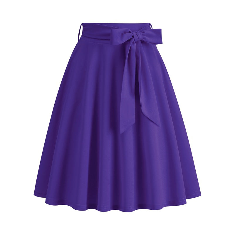 Women's Graceful Belt Vintage Hepburn Pocket Skirts