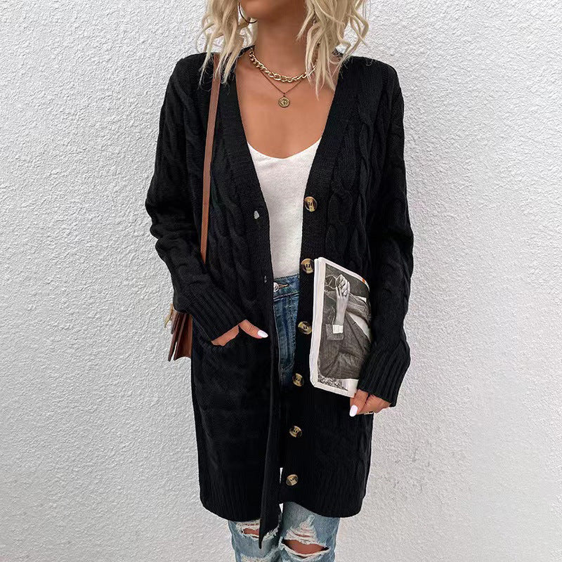 Women's Fashion Wear Outer Long Single Breasted Sweaters