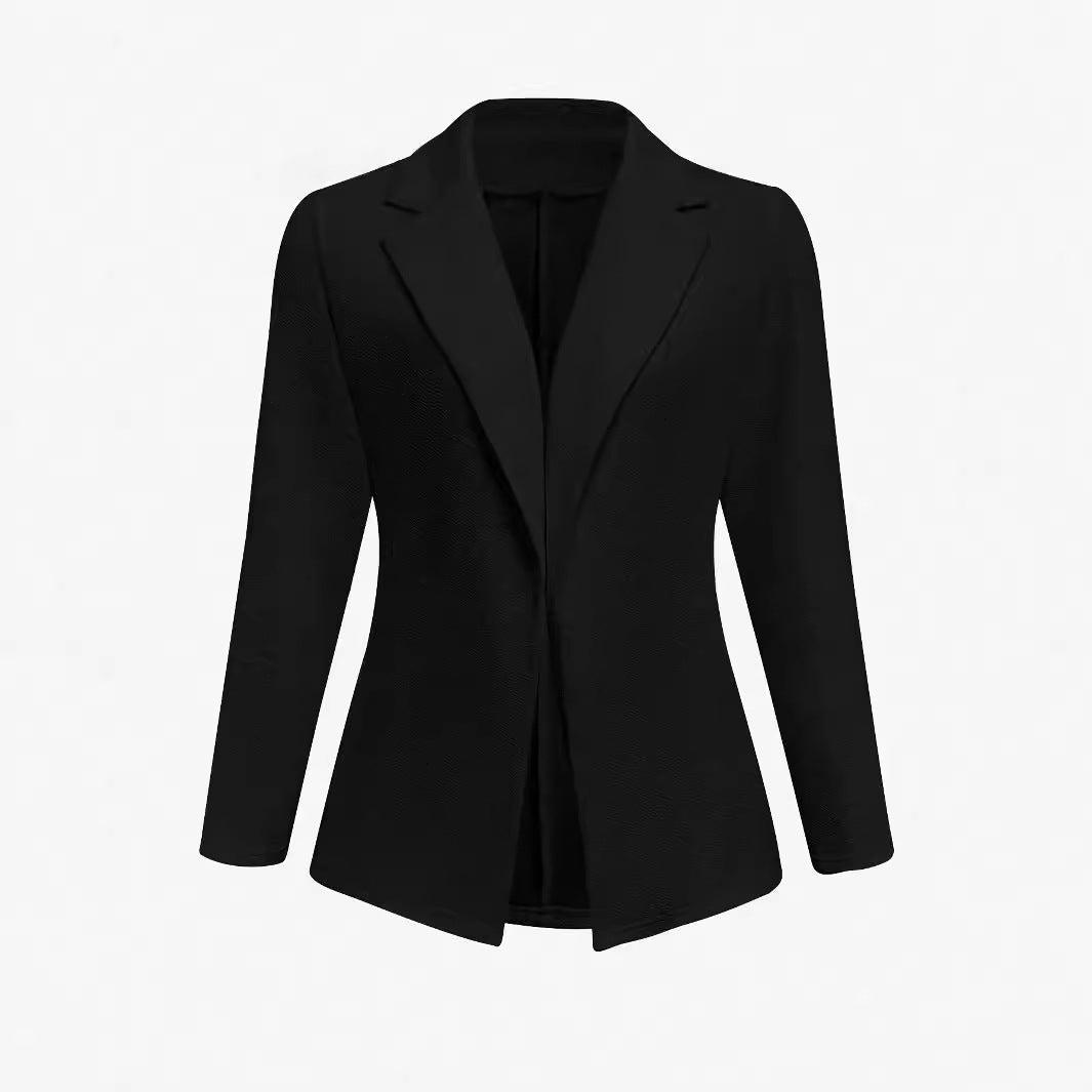 Women's Solid Color Polo Collar Long Sleeve Fastener Blazers