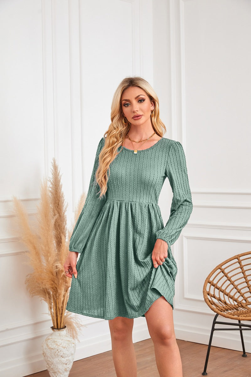 Robe en tricot à manches longues et poches pour femme