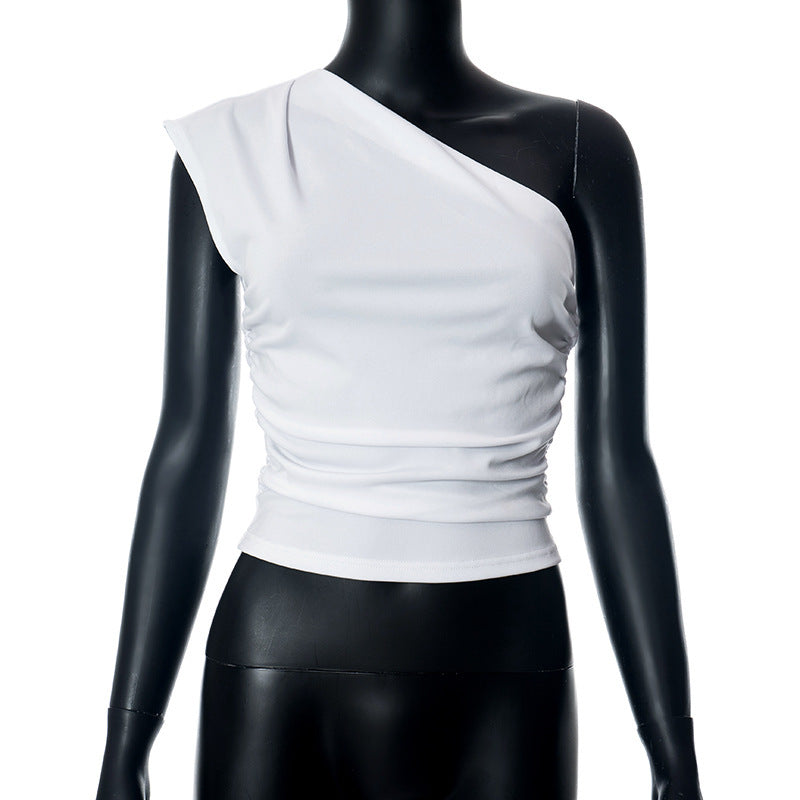 Versatile White Tight Cropped Bottoming T-shirt Tops