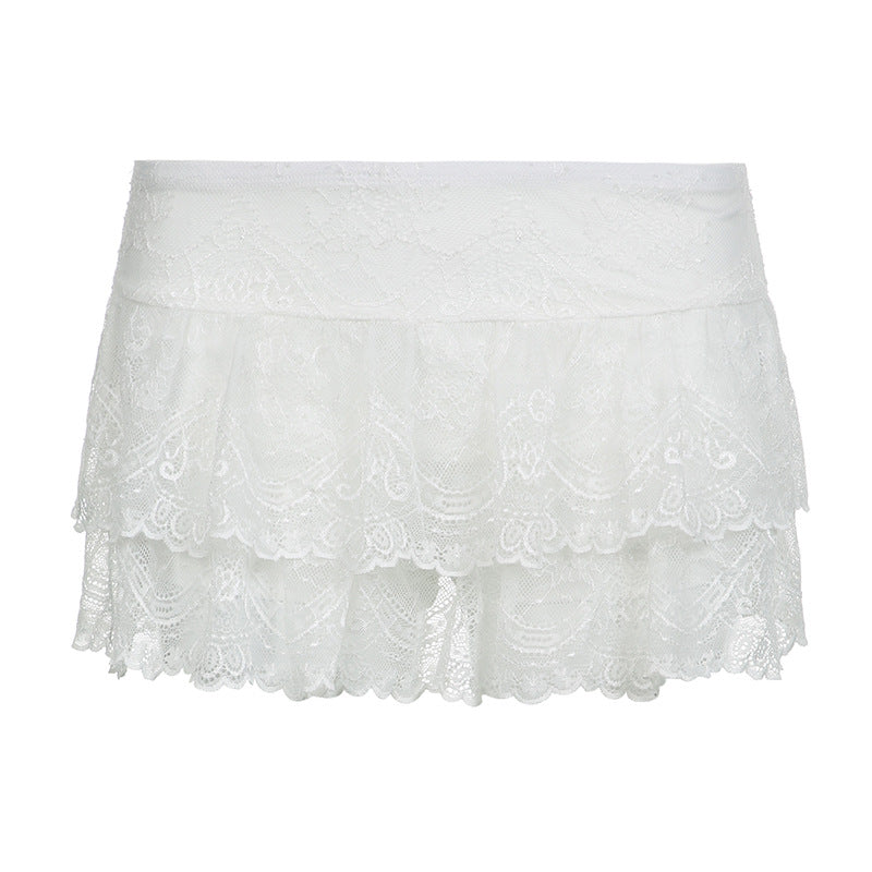 American Lace Thin Hot Low Waist Pure Color A- Skirts