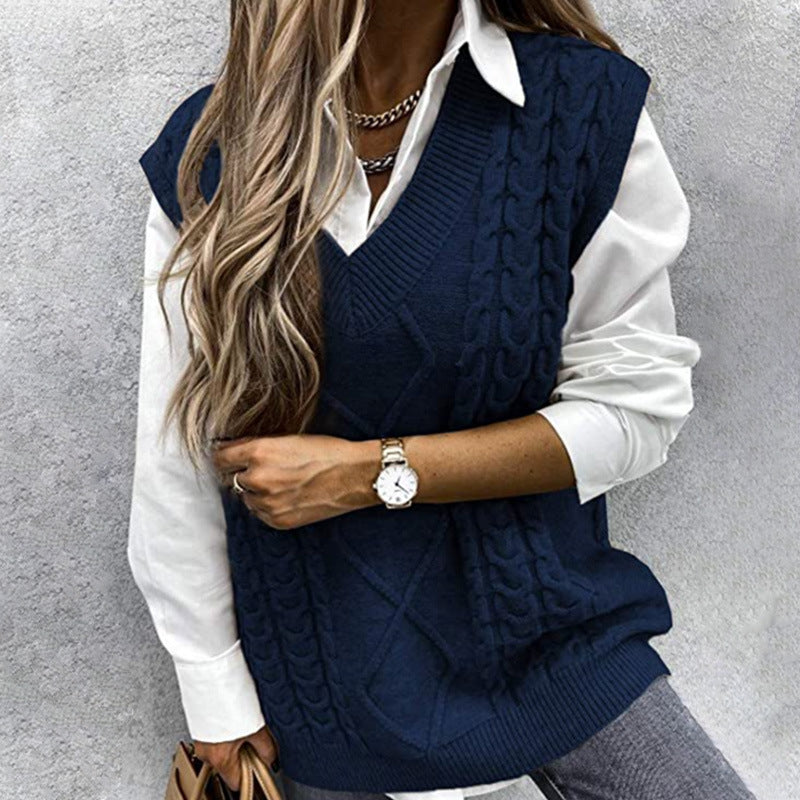 Women's Stylish Classic Source Sleeveless Twist Sweaters