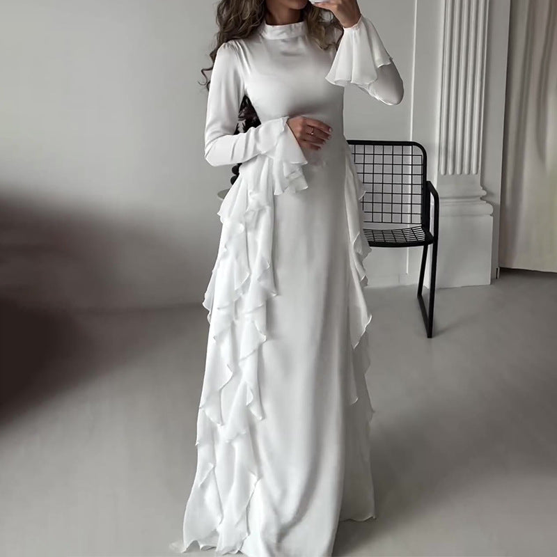 Robe sexy à manches évasées et taille haute pour femme