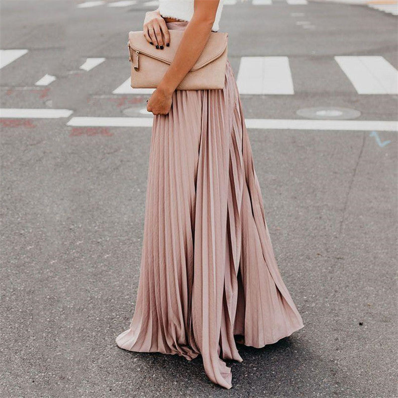 Women's Stylish Solid Color Pleated Swing Skirts