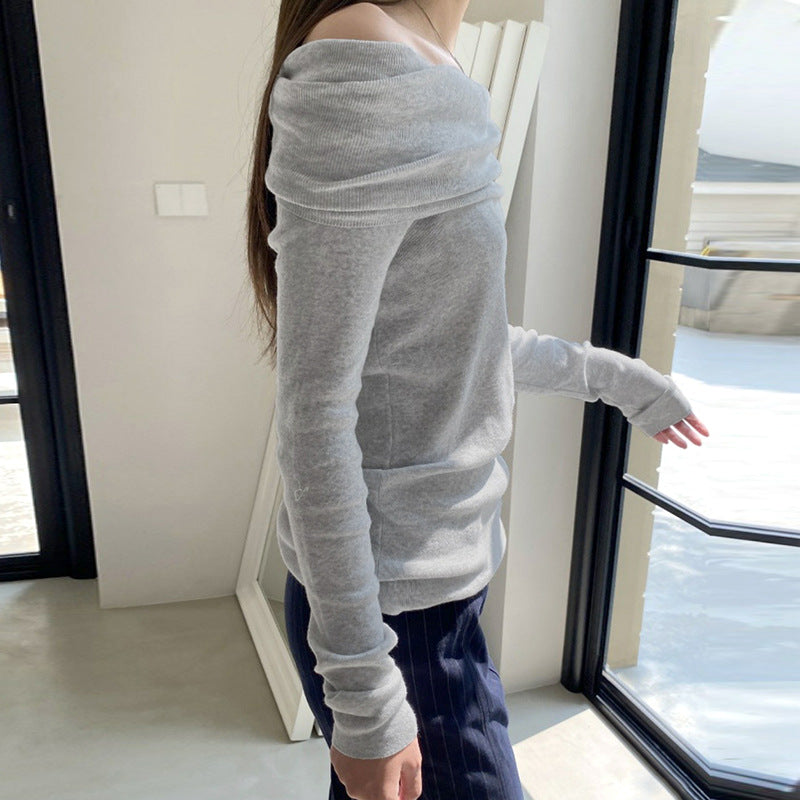 Women's Solid Color Simple Knitting Design Hot Fashionable Blouses