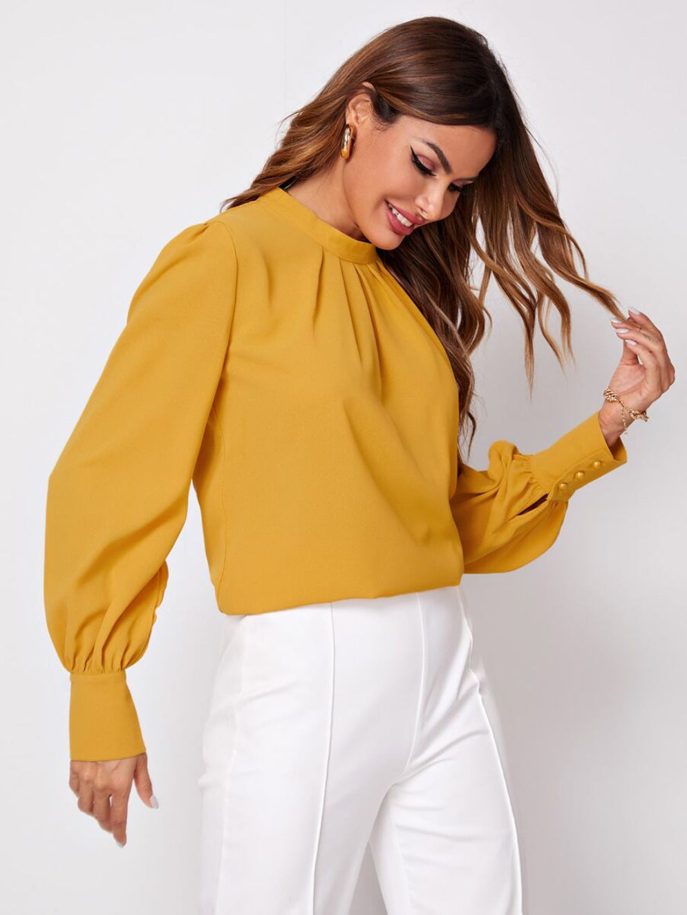 Women's Chiffon Shirt With Small Stand Collar Blouses