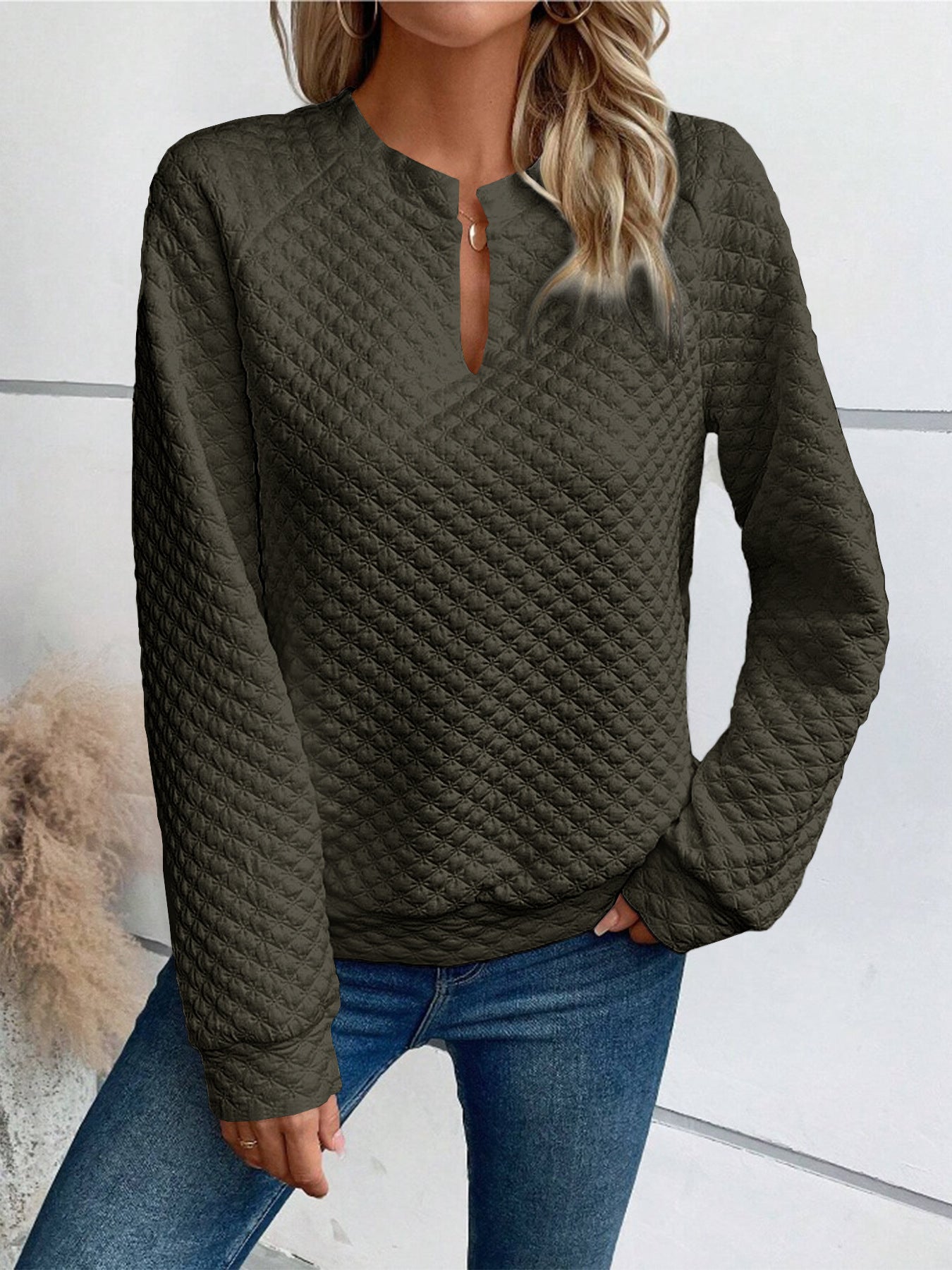 Women's Color Deep Stitching Long Sleeve Casual Sweaters