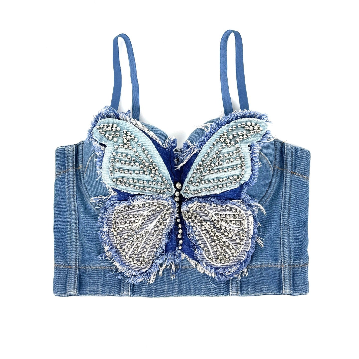 Tube Personality Soutien-gorge de vêtements d'extérieur de haute qualité Hauts en denim patchwork