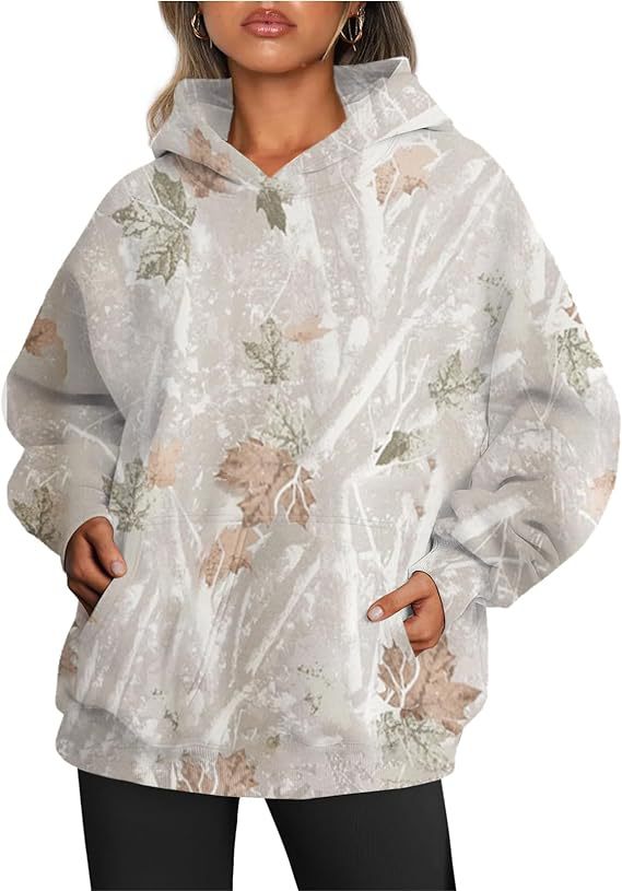 Women's Autumn Camouflage Hoodie Maple Leaf Print Sweaters