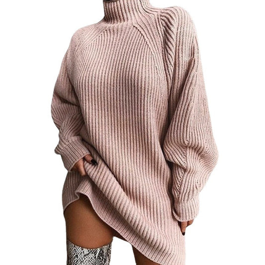 Women's Knitted Mid-length Raglan Sleeve Half Turtleneck Knitwear