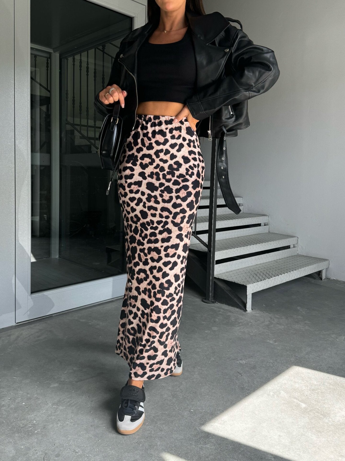 Women's Fashion High Waist Slimming Leopard Print Skirts