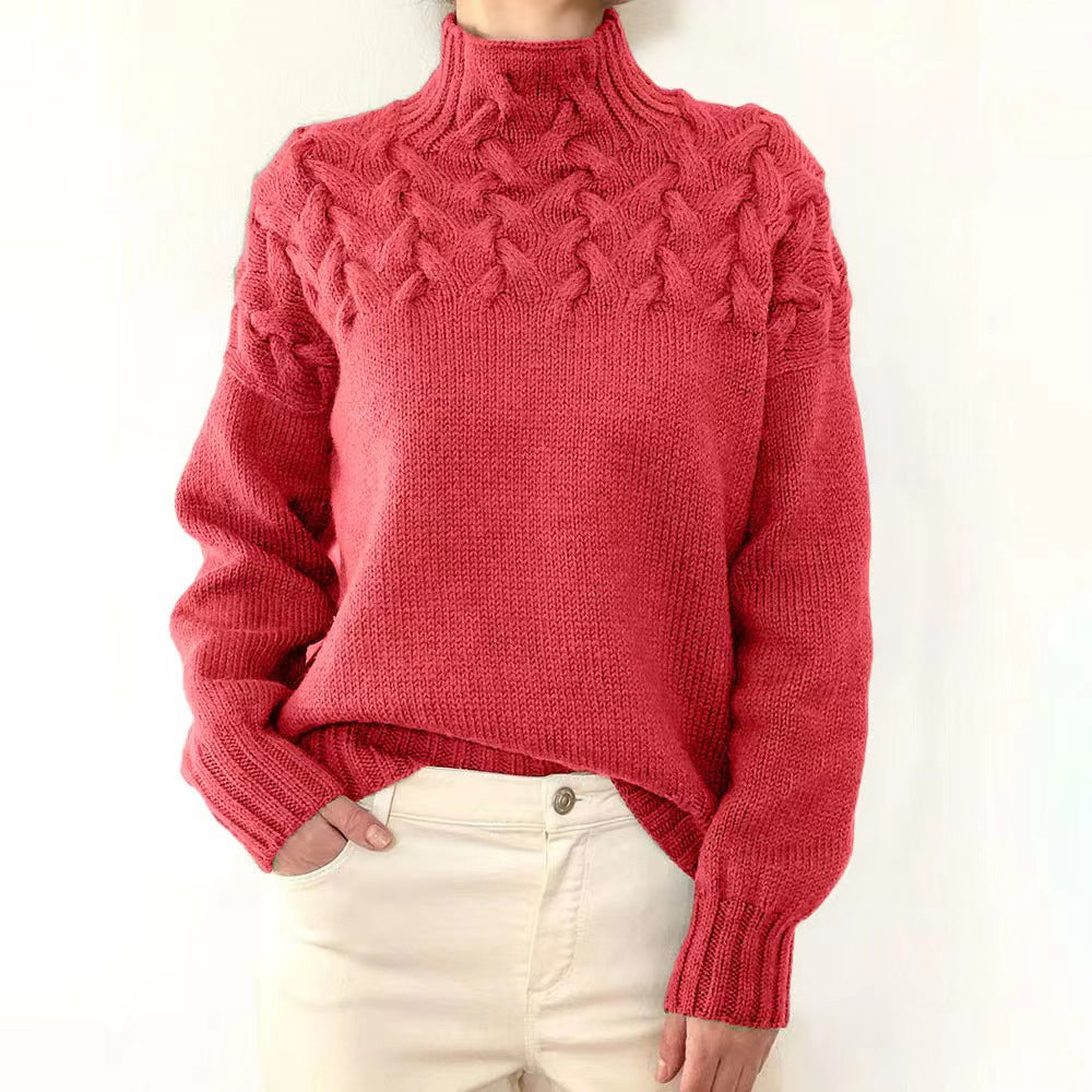 Women's Long-sleeved Turtleneck Solid Color Pullover Sweaters