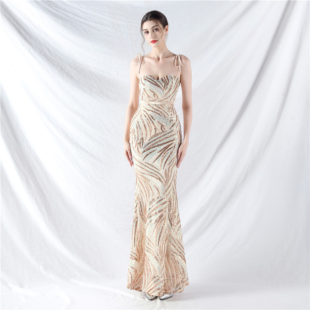 Double Binding Strap Tube Encryption Lamination Evening Dresses