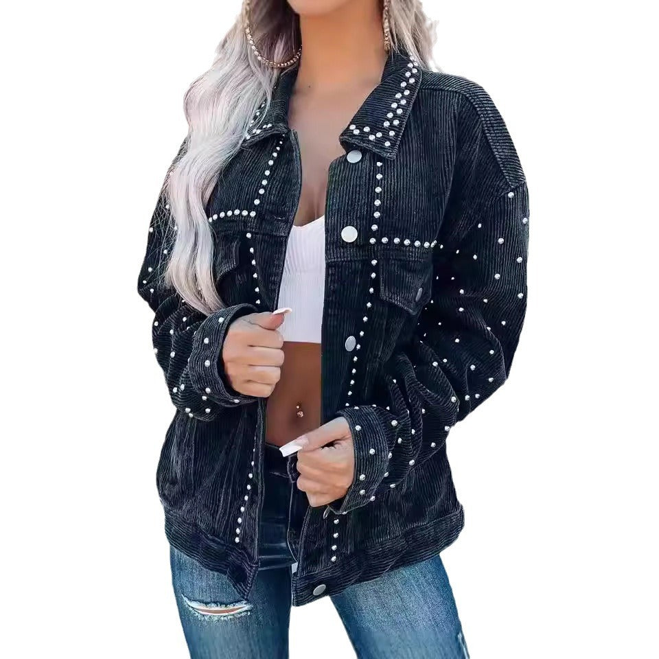 Early Autumn Casual Fashion Corduroy Rivet Jackets