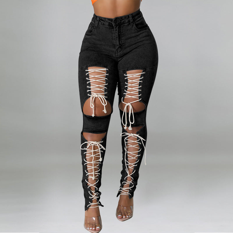 Women's Summer Corns Rope Sexy Source Jeans