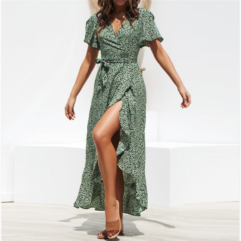 Women's Temperament Long Dress Slimming Floral Sleeve Dresses